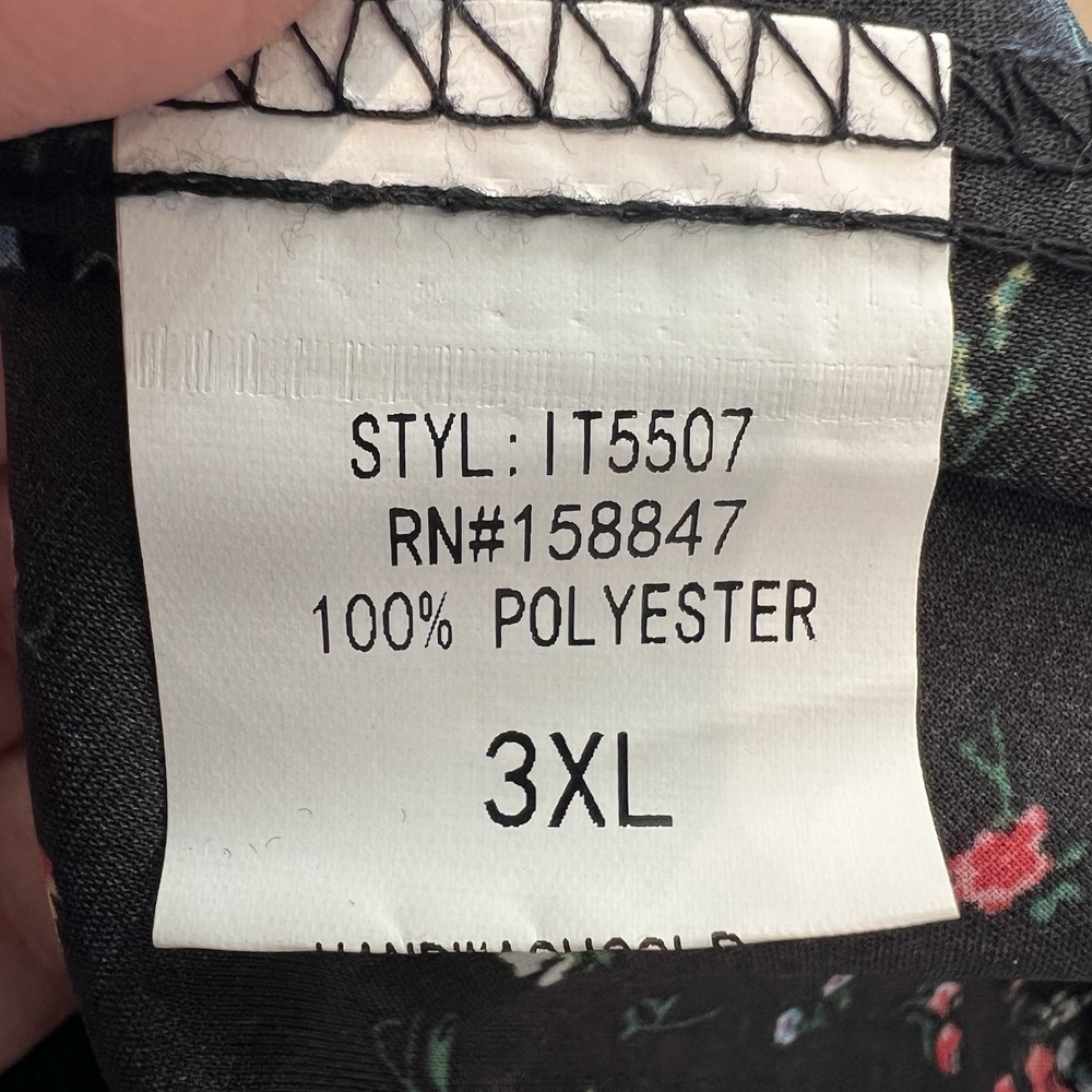 Women's Wild Jasmine Floral‎ Short  Sleeve Blouse Tulip Sleeve 3x Black Pink 3X - Picture 12 of 13